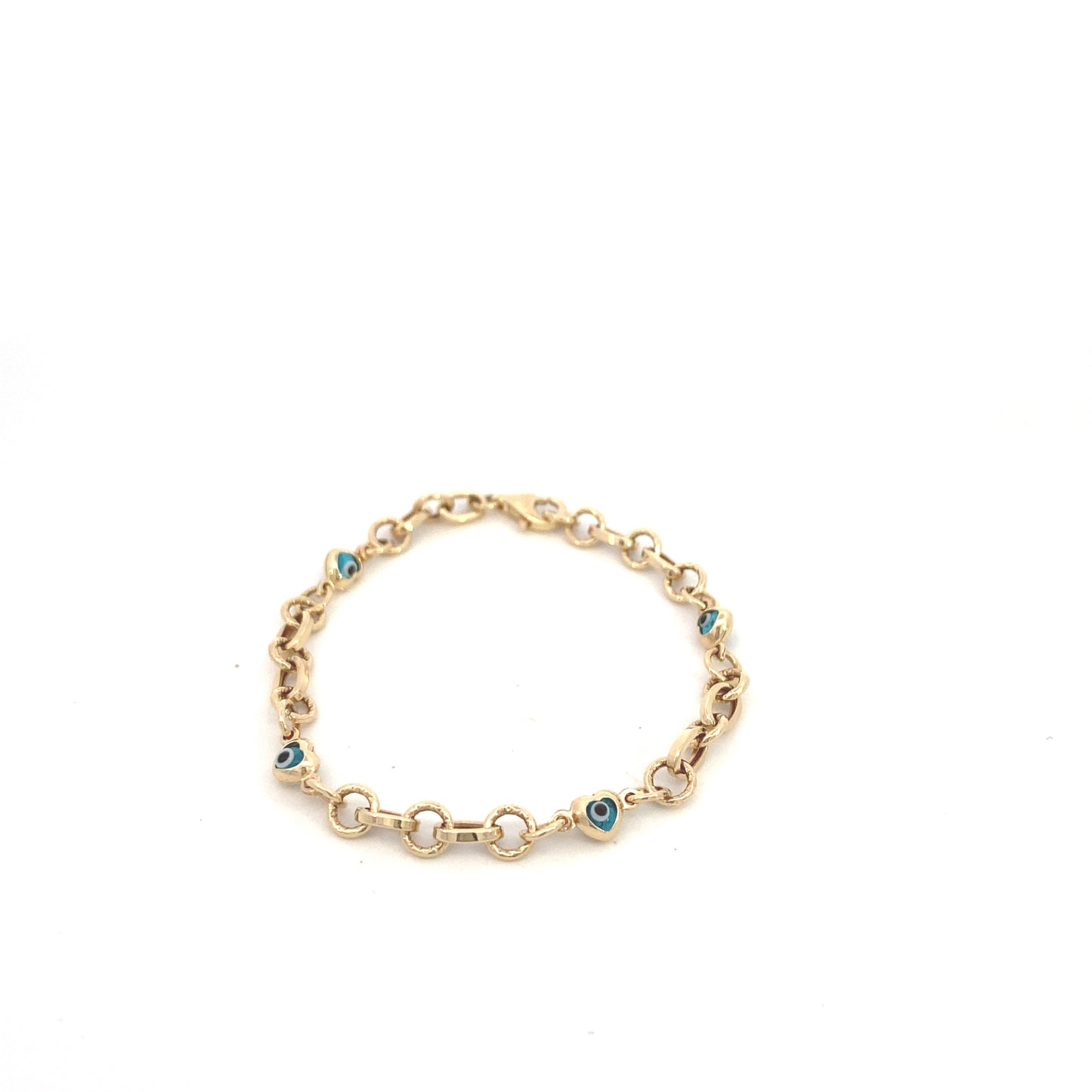 14K Gold Blue Eye Link Bracelet | Luby Gold Collection | Luby 