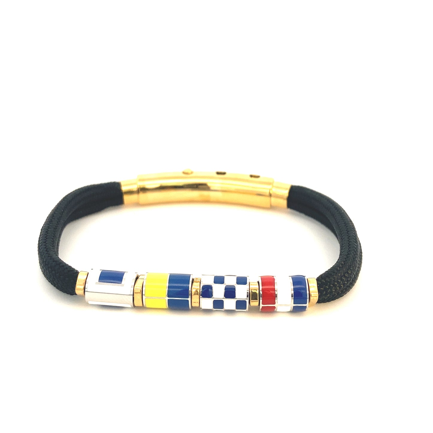 Red Double Cord with Nautical Flags Charms Bracelet (Red/Gold) | Seaknots | Luby 