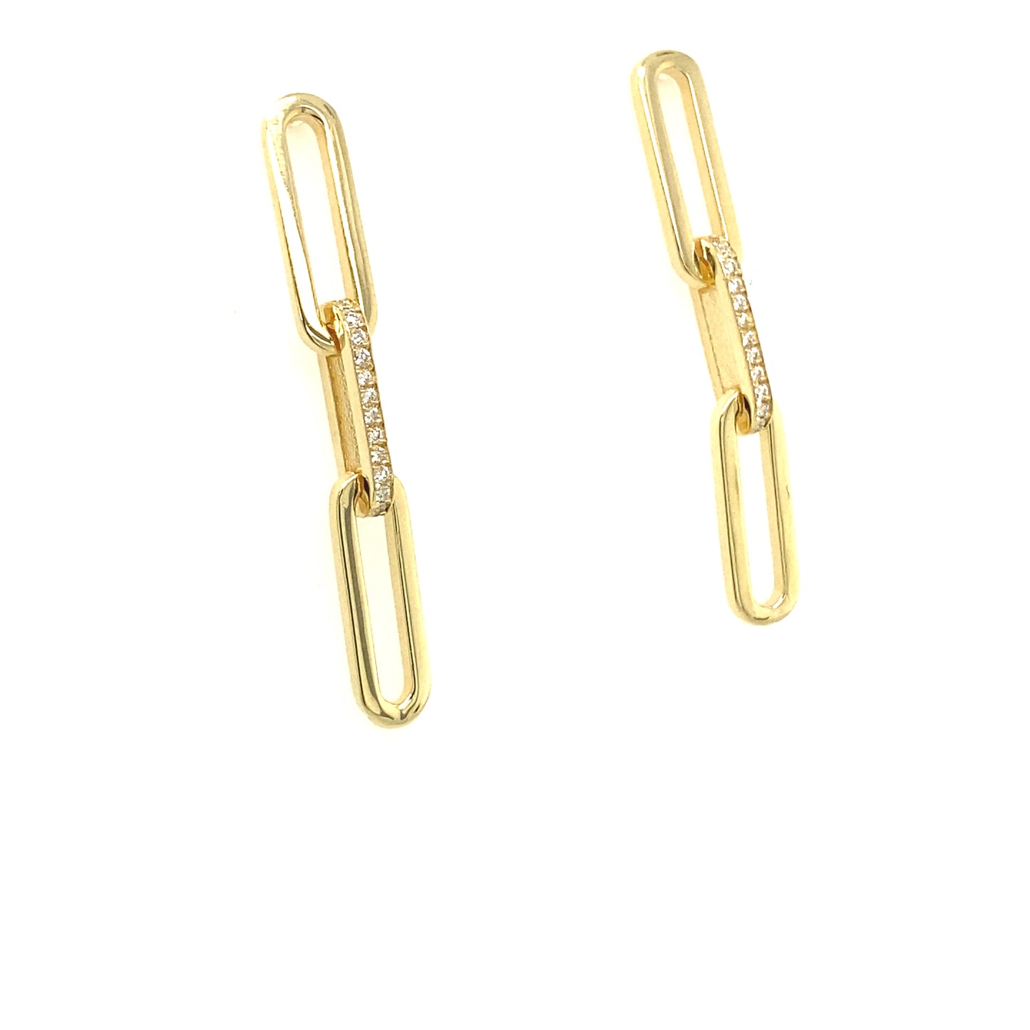 14K Diamond Gold Paper Clip Dangle Earrings | Luby Gold Collection | Luby 