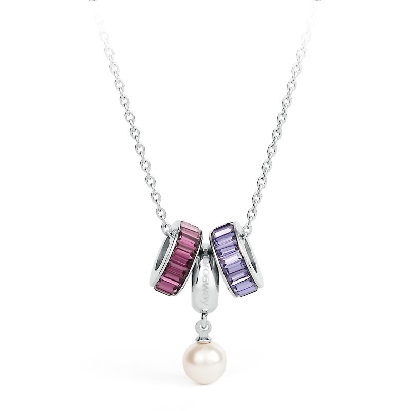 Très Jolie Pearl and Crystals Steel Pendant Necklace (Silver) | Brosway Italia | Luby 