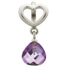 Amethyst Heart Grip Drop Charm (Silver/Purple) | Endless Jewelry | Luby 