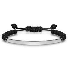 Glam Love Bridge Obsidian Stones Nylon Bracelet (Silver/Black) | Thomas Sabo | Luby 