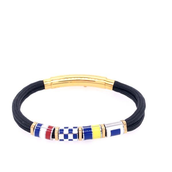 Black Double Cord with Nautical Flags Charms Bracelet | Seaknots | Luby 