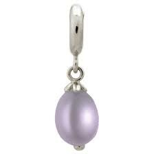 Abalorio de gota de perla morada (plata/morado)