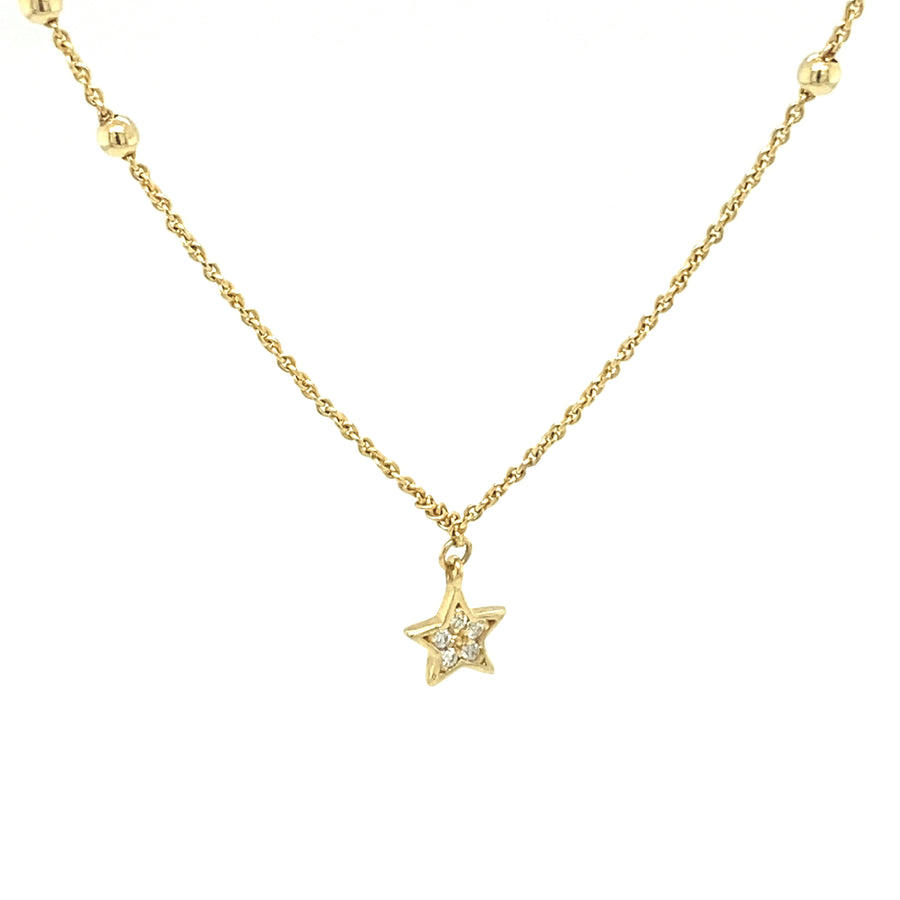 14k Diamond Gold Star 7 Crescent