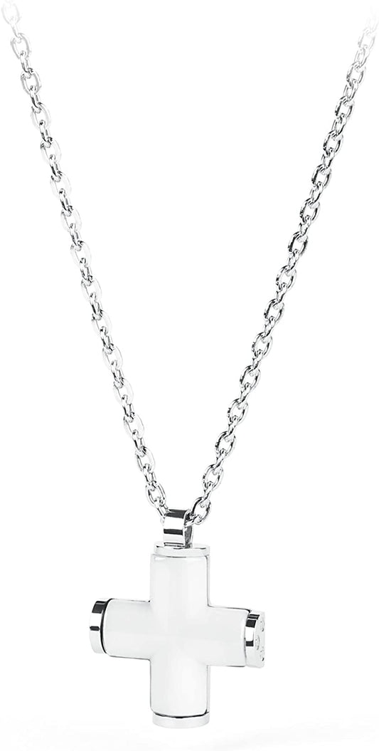 Lounge White Cross Necklace (Silver) | Brosway Italia | Luby 