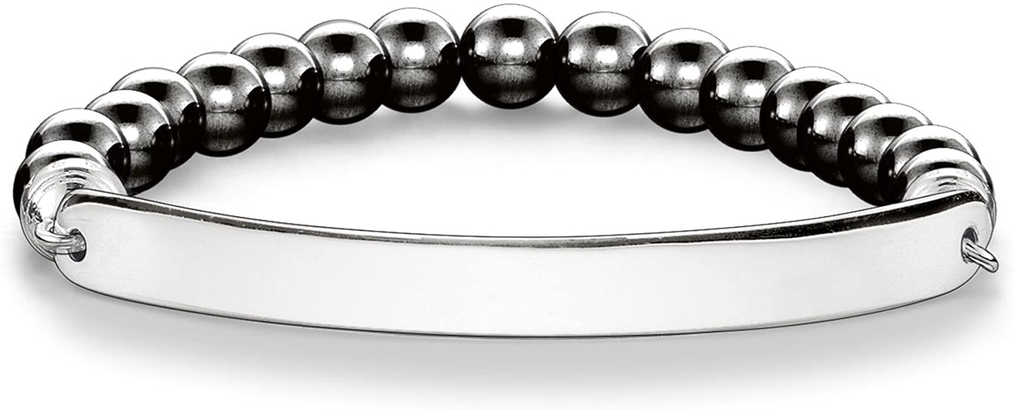 Rebel Love Bridge Obsidian Engravable Bracelet (Silver/Black) | Thomas Sabo | Luby 