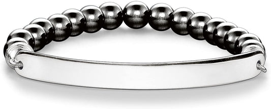 Rebel Love Bridge Obsidian Engravable Bracelet (Silver/Black) | Thomas Sabo | Luby 