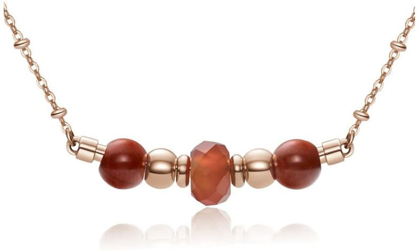 Très Jolie Diaspora, Agate and Natural Stones Pendant Necklace (Rose-Gold) | Brosway Italia | Luby 