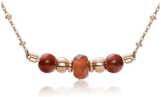 Très Jolie Diaspora, Agate and Natural Stones Pendant Necklace (Rose-Gold) | Brosway Italia | Luby 