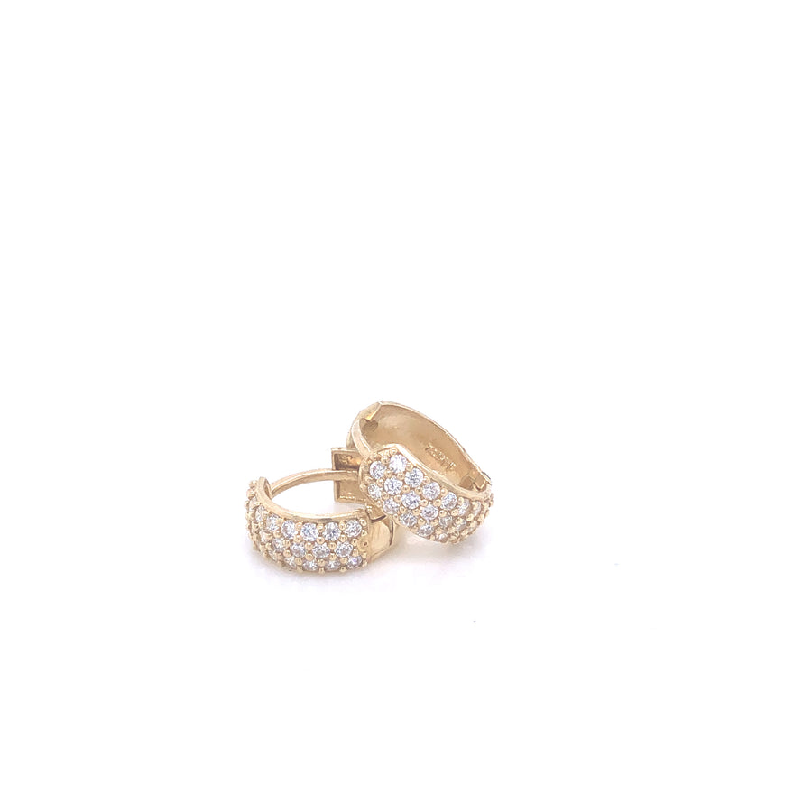 14k Pave Gold Huggies