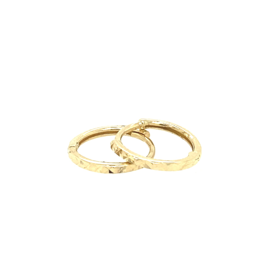 14k Gold Small Faceted Hoops Earrings