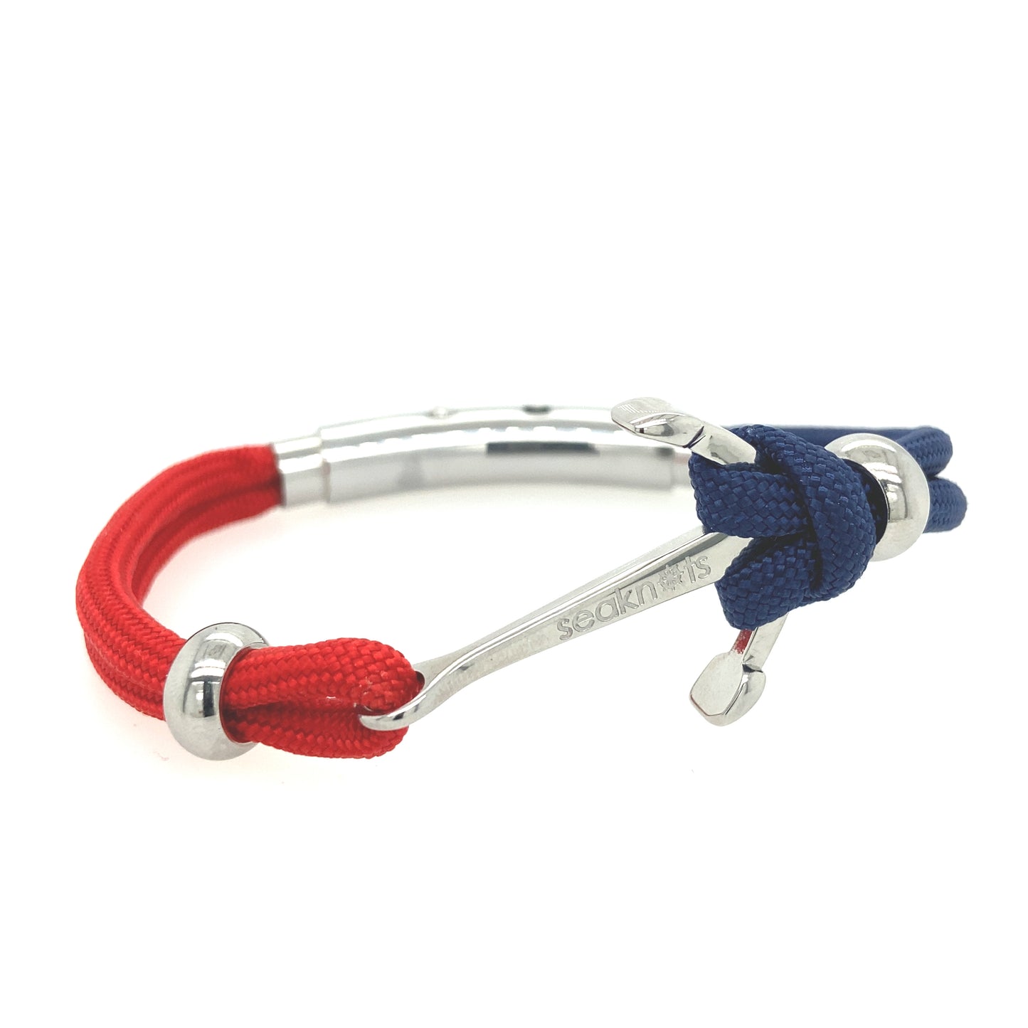 DOUBLE CORD W ANCHOR / KNOT / BEADS SILVER | Seaknots | Luby 