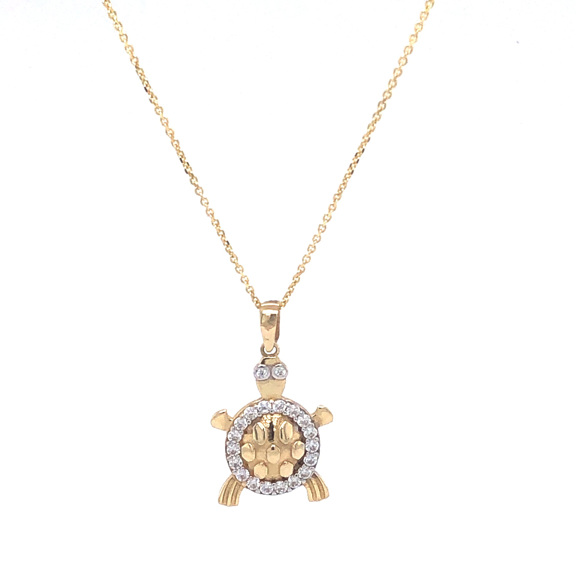 14K Turtle with Zirconia Gold Pendant | Luby Gold Collection | Luby 