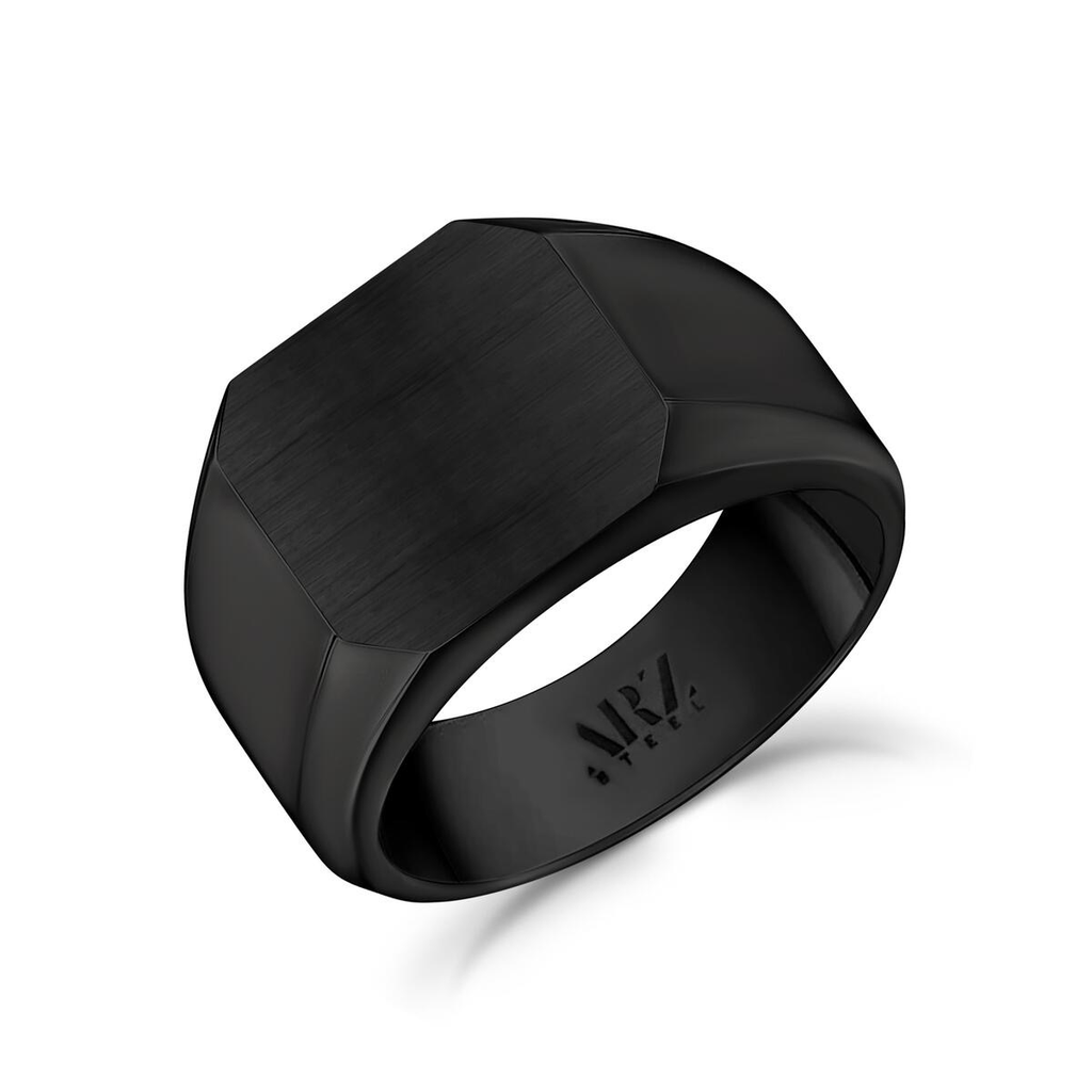 Stainless-Steel Matte Signet Ring | ARZ Steel | Luby 