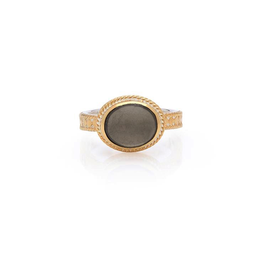 Pyrite Oval Stone Ring (Gold) | Anna Beck | Luby 