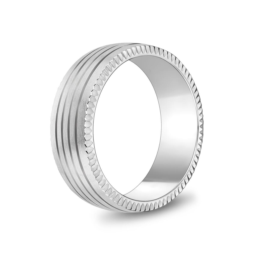 Matte Steel 4-Lined Diamond Cut Ring | ARZ Steel | Luby 
