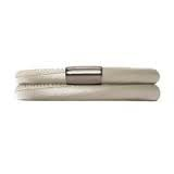 Brazalete metálico de doble vuelta color crema (plata/crema)