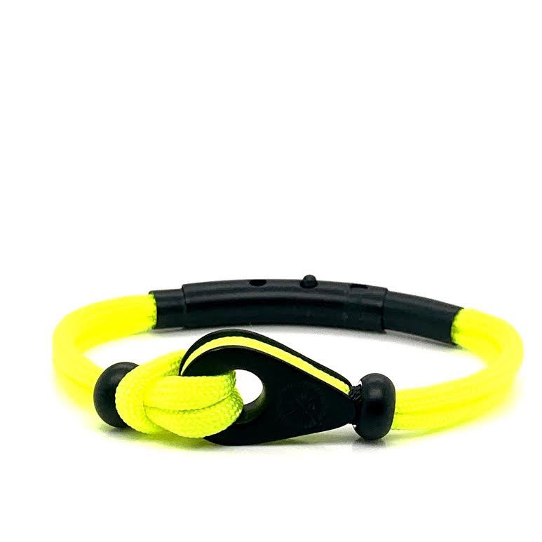 Neon Yellow Double Cord with Black Pulley and Beads Bracelet (Yellow/Black) | Seaknots | Luby 