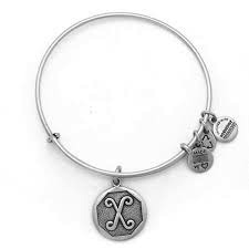 Letter X Charm Bangle Bracelet (Silver)