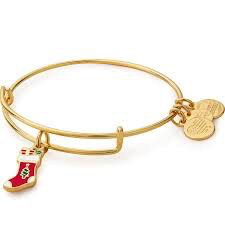 Christmass Stocking Charm Bangle Bracelet (Shiny Gold) | Alex and Ani | Luby 