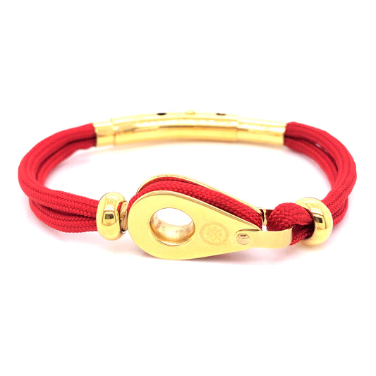 Red Double Cord with Gold Pulley and Beads Bracelet (Red/Gold) | SEAKNOTS | Luby 