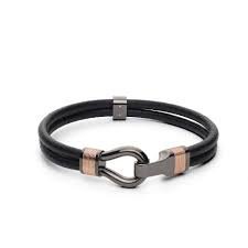 Clint Black Leather Bracelet (Silver/Rose-Gold) | Brosway Italia | Luby 