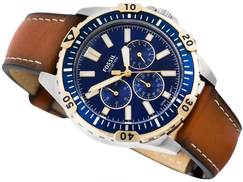Garrett Chronograph Luggage Leather Watch | Fossil | Luby 