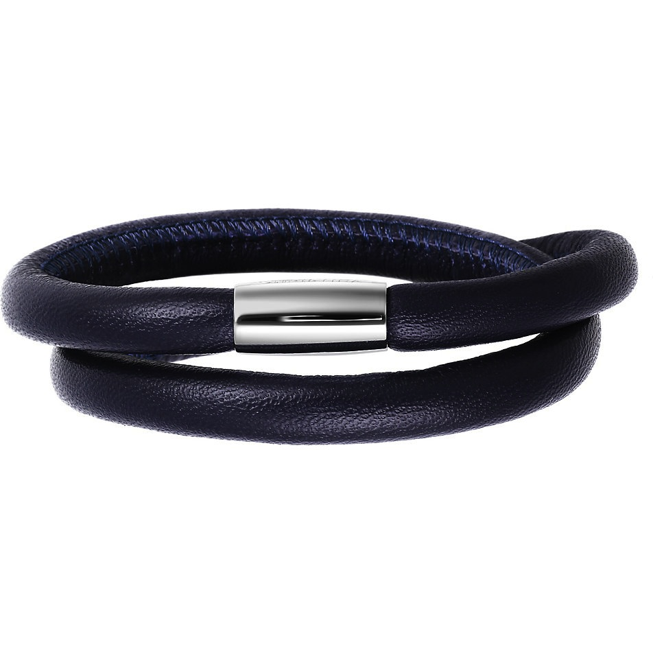 Blue Double Wrap Leather Bracelet (Silver/Blue) | Endless Jewelry | Luby 