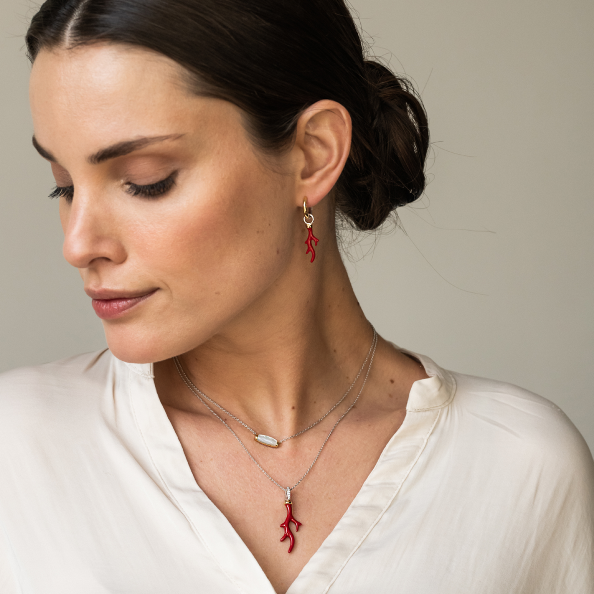 CORAL RED BRANCH PENDANT | Ti Sento Milano | Luby 