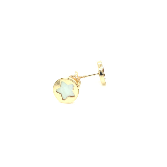 14K GOLD CIRCLE MOTHER PEARL STAR CENTER | Luby Gold Collection | Luby 