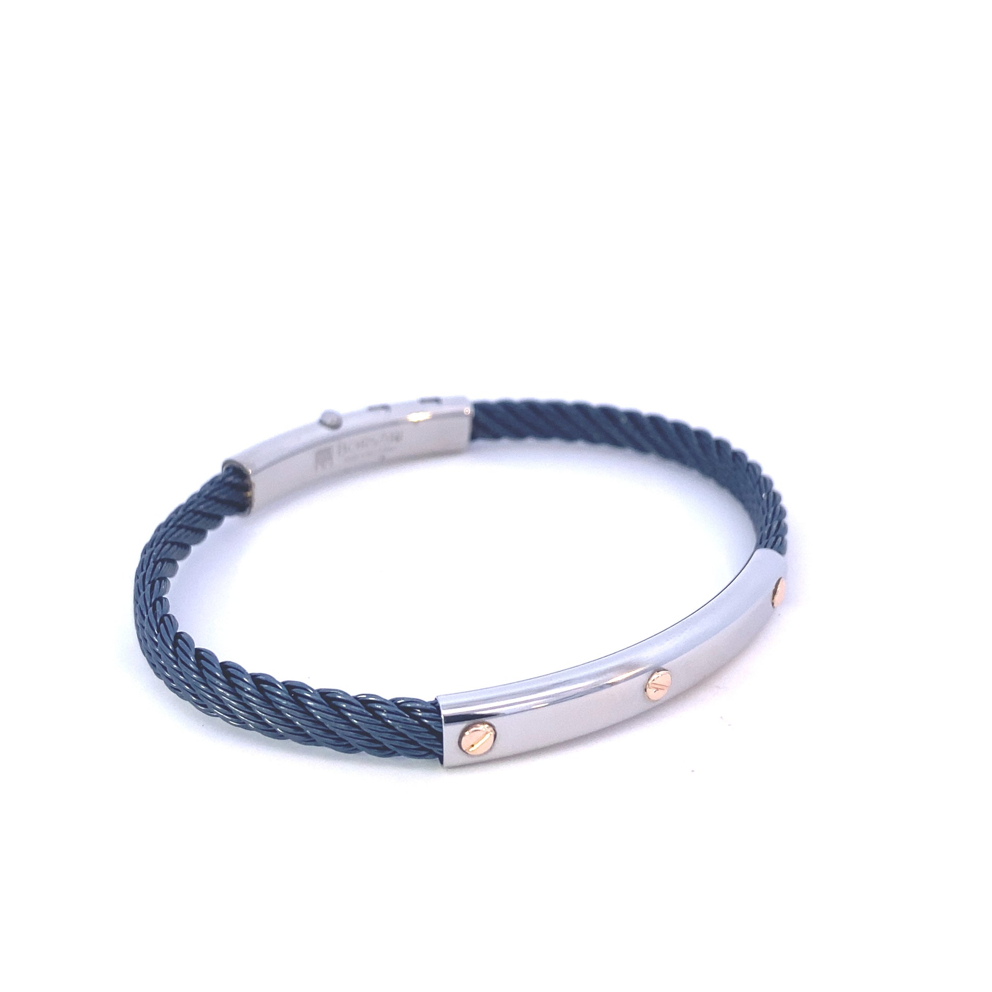 Steel Bangle/18k Rose Gold Screw Element | BORSARI | Luby 