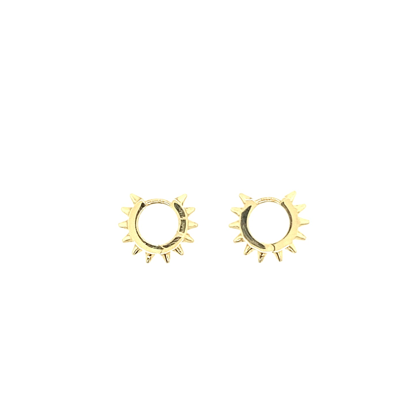 14K Gold Spike Design 10mm Huggie Earrings | Luby Gold Collection | Luby 