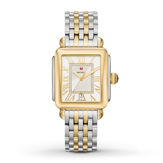 Deco Madison Mid Two-Tone 18K Gold Diamond Dial Watch | Michele | Luby 