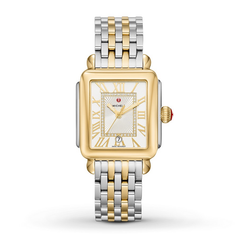 Reloj Deco Madison Mid de dos tonos en oro de 18 quilates con esfera de diamantes