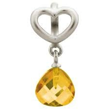 Citrine Heart Grip Drop Charm (Silver/Yellow) | Endless Jewelry | Luby 