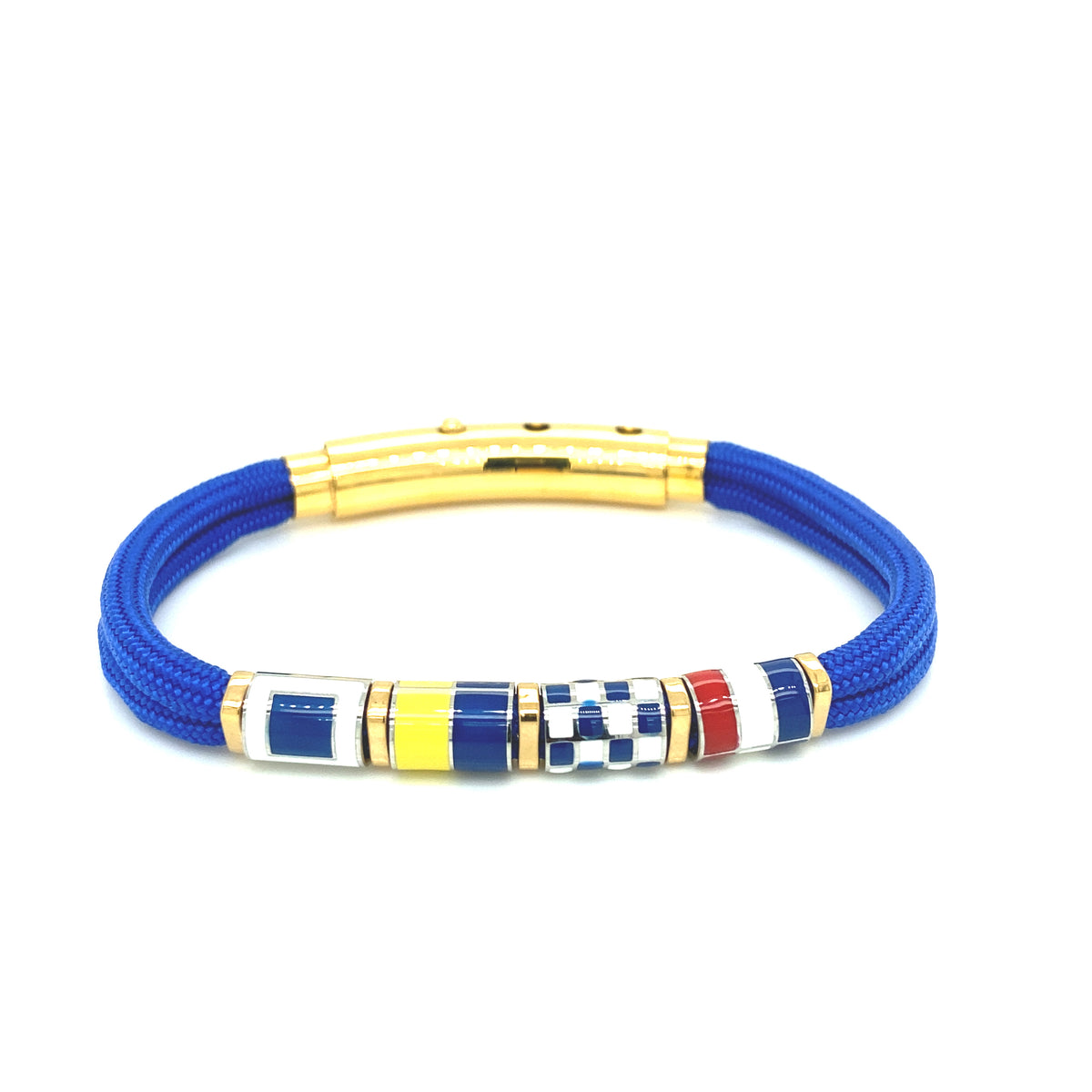Black Double Cord with Nautical Flags Charms Bracelet | Seaknots | Luby 