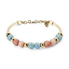 Très Jolie Aventurine and Malay Jade Stones Bangle Bracelet (Gold) | Brosway Italia | Luby 