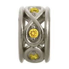 Dije de eternidad de citrino brillante (plata/amarillo)