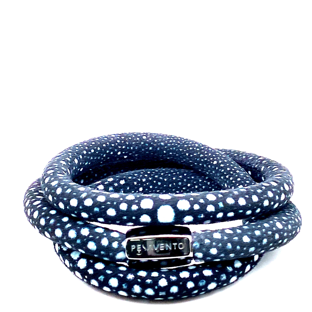 Silver Blue and White Leather Bracelet | Pesavento | Luby 
