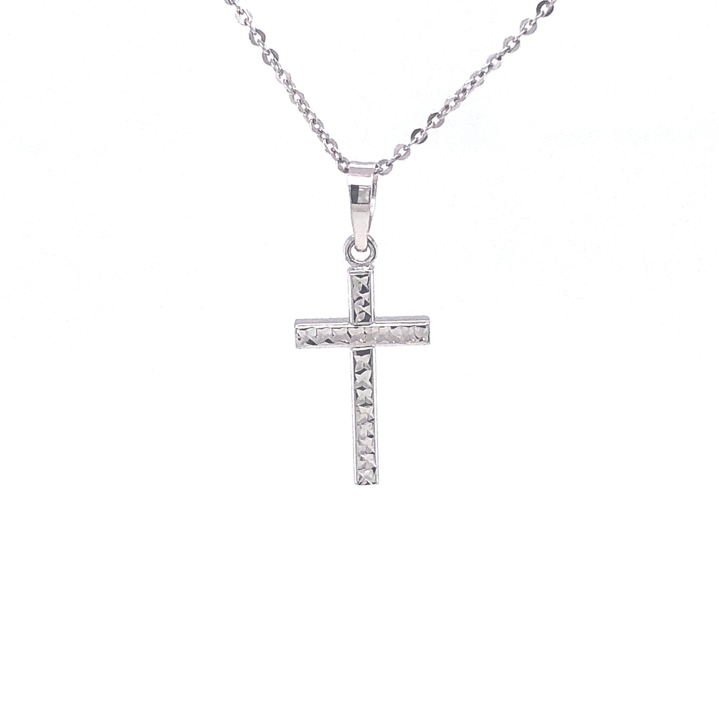 Cross Diamond Cut 14k White Gold Pendant | Luby Gold Collection | Luby 