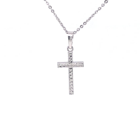 Cross Diamond Cut 14k White Gold Pendant | Luby Gold Collection | Luby 