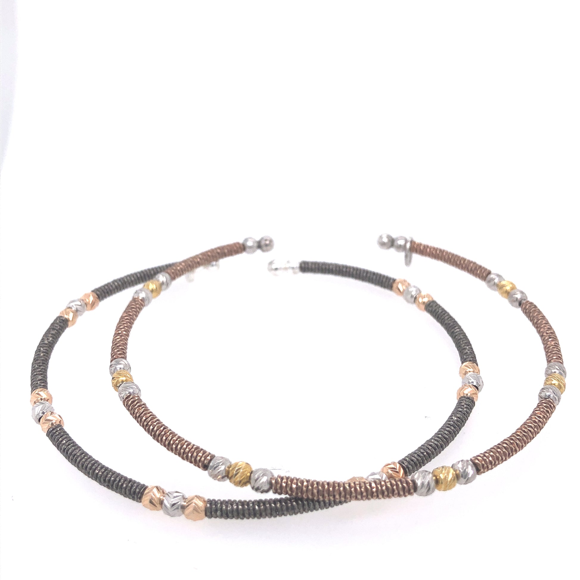 Rose Gold & Charcoal Gray Sterling Silver Set of 2 Bangle Bracelets | Luby Silver Collection | Luby 