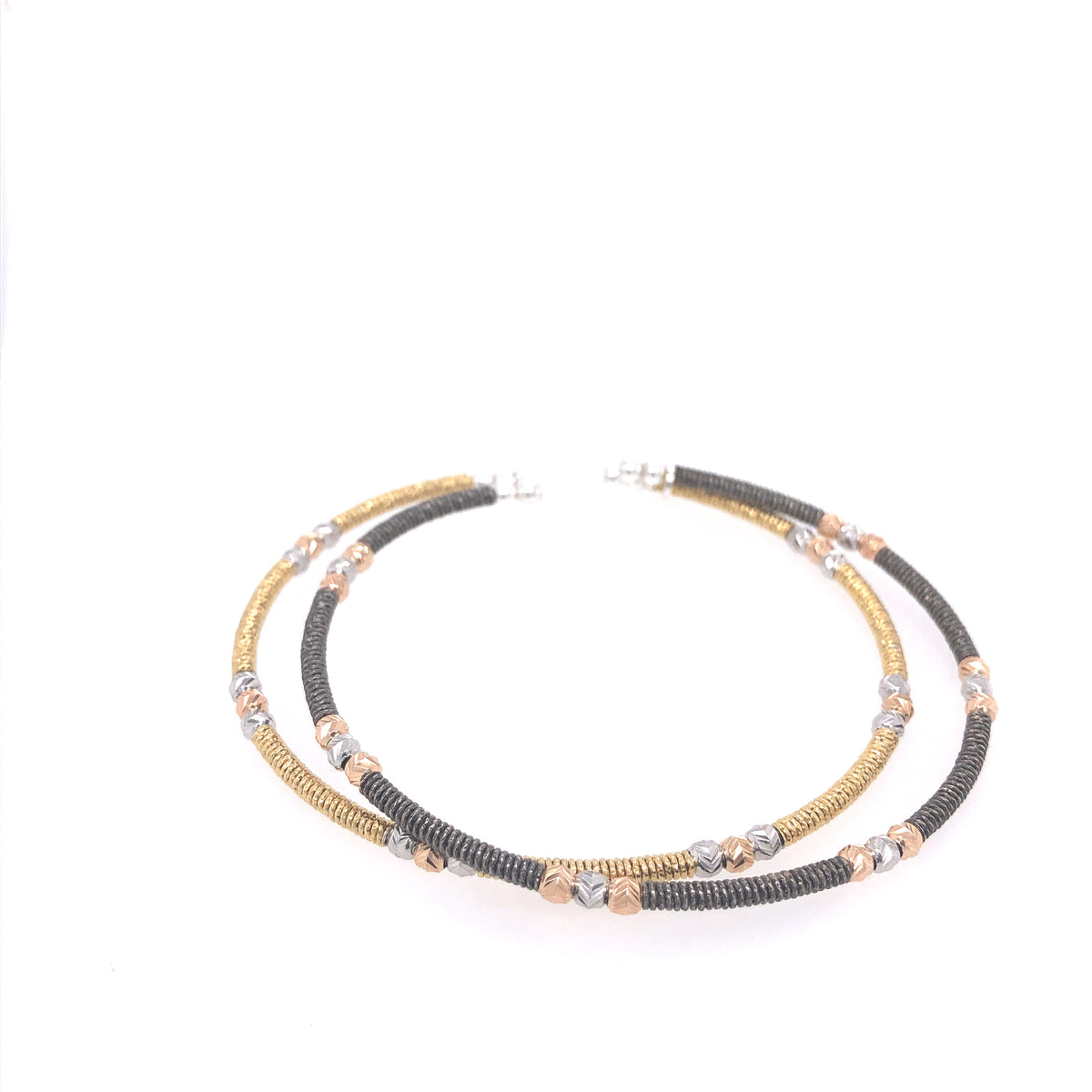 Gold & Charcoal Gray Sterling Silver Set of 2 Bangle Bracelets | Luby Silver Collection | Luby 