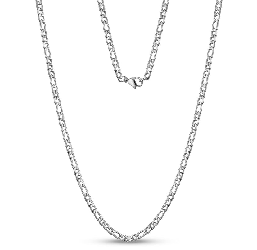 Stainless-Steel Figaro Link Necklace | ARZ Steel | Luby 