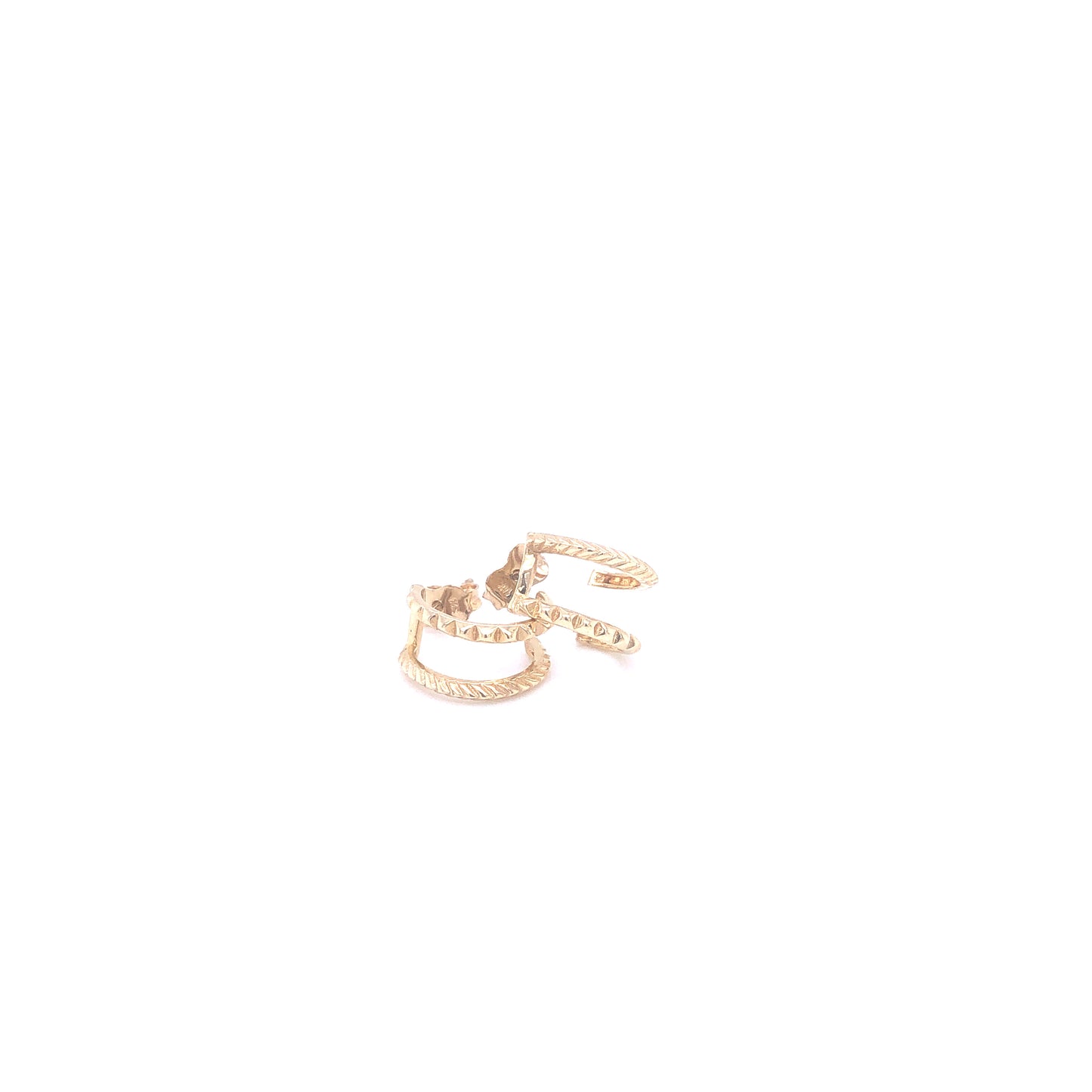 14K Double Texture Gold Earrings | Luby Gold Collection | Luby 