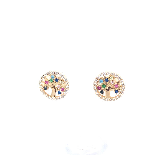 14K Gold Tree of Life Multi Color Stud | Luby Gold Collection | Luby 