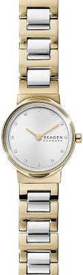 Freja Two-Tone Steel Link Watch (Silver/Gold) | Skagen | Luby 