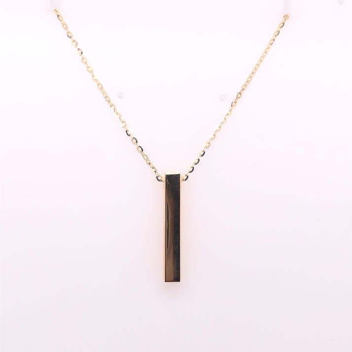 4D Rectangle Pendant with 14k Gold Necklace (Engravable) | Luby Gold Collection | Luby 