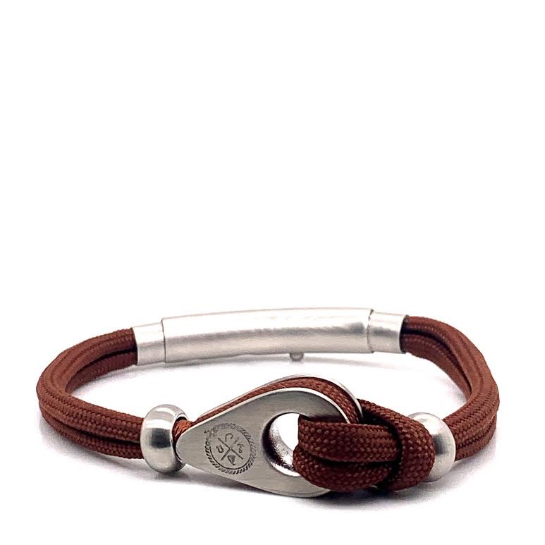 Brown Double Cord with Silver Pulley and Beads Bracelet (Brown/Silver) | Seaknots | Luby 